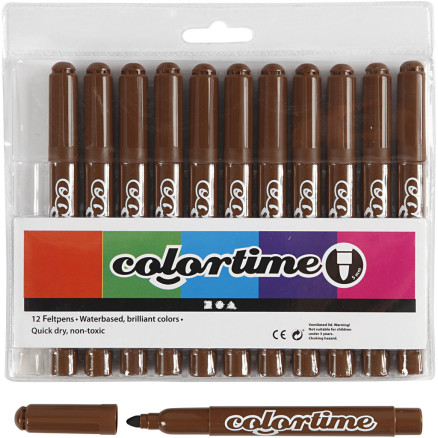 Colortime Marker, Strichstärke 5 mm, Braun, 12 Stk/ 1 Pck von Colortime