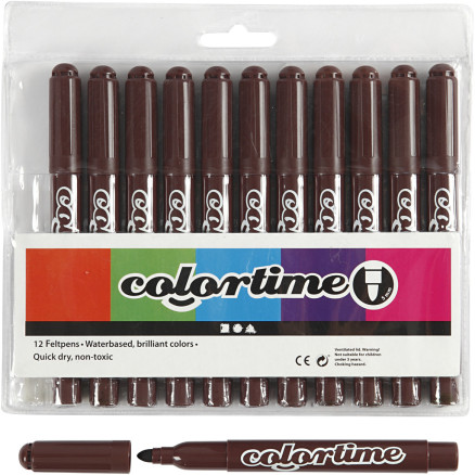 Colortime Marker, Strichstärke 5 mm, Dunkelbraun, 12 Stk/ 1 Pck von Colortime