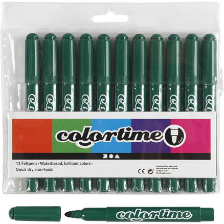 Colortime Marker, Strichstärke 5 mm, Dunkelgrün, 12 Stk/ 1 Pck von Colortime