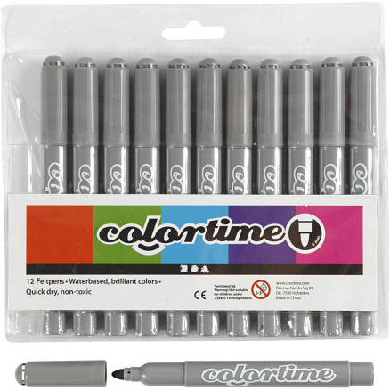 Colortime Marker, Strichstärke 5 mm, Grau, 12 Stk/ 1 Pck von Colortime