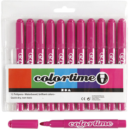 Colortime Marker, Strichstärke 5 mm, Rosa, 12 Stk/ 1 Pck Colortime Marker, Strichstärke 5 mm, Rosa, 12 Stk/ 1 Pck von Colortime