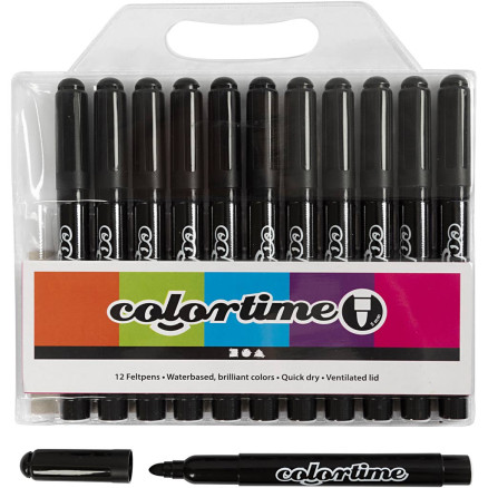 Colortime Marker, Strichstärke 5 mm, Schwarz, 12 Stk/ 1 Pck Colortime Marker, Strichstärke 5 mm, Schwarz, 12 Stk/ 1 Pck von Colortime