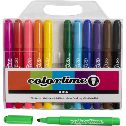 Colortime Marker, Strichstärke 5 mm, Standard-Farben, 12 Stk/ 1 Pck Colortime Marker, Strichstärke 5 mm, Standard-Farben, 12 Stk/ 1 Pck von Colortime