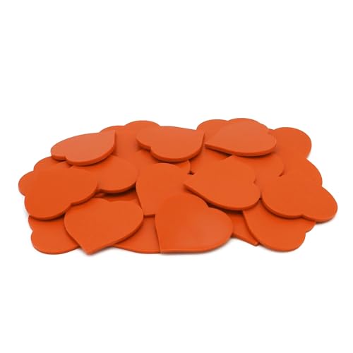 CombiCraft Herzförmige Kunststoffchips in Orange 40x40 mm (100 Stück) - Vielseitig und bunt für besondere Anlässe, Valentinstag und mehr von CombiCraft