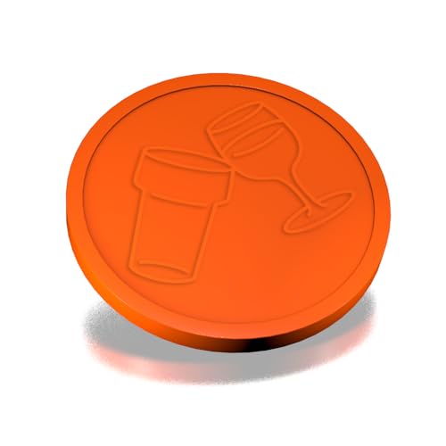 CombiCraft Kunststoff Wertmarken in Orange - 29mm Durchmesser, Bier- und Weinglas Relief, 250 Stück Verpackung - Zur Anwendungen bei Veranstaltungen, Festivals und Gastronomiebetrieben von CombiCraft