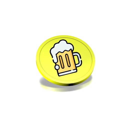 CombiCraft Kunststoff Wertmarken mit Bierkrug-Aufdruck in Neongelb- 29 mm Durchmesser - Ideal als Zahlungsmittel für Veranstaltungen - 100 Stück pro Packung von CombiCraft