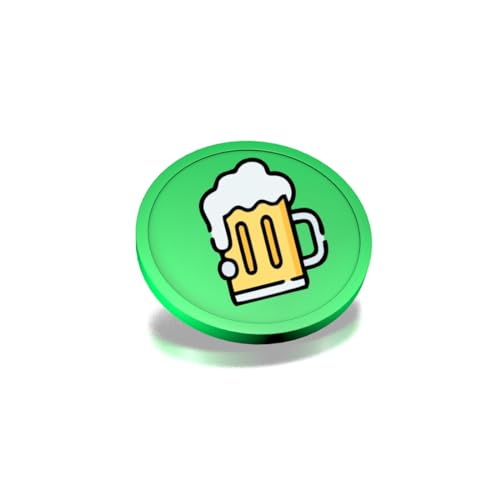 CombiCraft Kunststoff Wertmarken mit Bierkrug-Aufdruck in Neongrün- 29 mm Durchmesser - Ideal als Zahlungsmittel für Veranstaltungen - 100 Stück pro Packung von CombiCraft