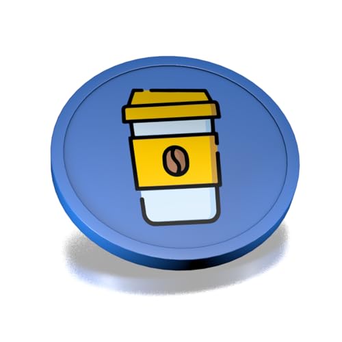CombiCraft Kunststoff Wertmarken mit Kaffeebecher-Aufdruck in Blau- 29 mm Durchmesser - Ideal als Zahlungsmittel für Veranstaltungen - 100 Stück pro Packung von CombiCraft