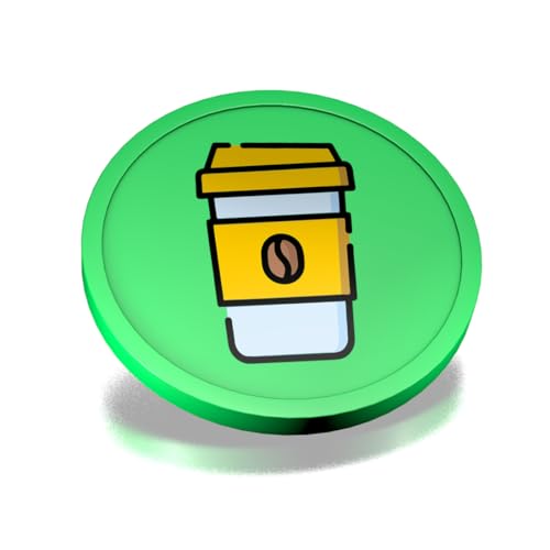 CombiCraft Kunststoff Wertmarken mit Kaffeebecher-Aufdruck in Neongrün- 29 mm Durchmesser - Ideal als Zahlungsmittel für Veranstaltungen - 100 Stück pro Packung von CombiCraft