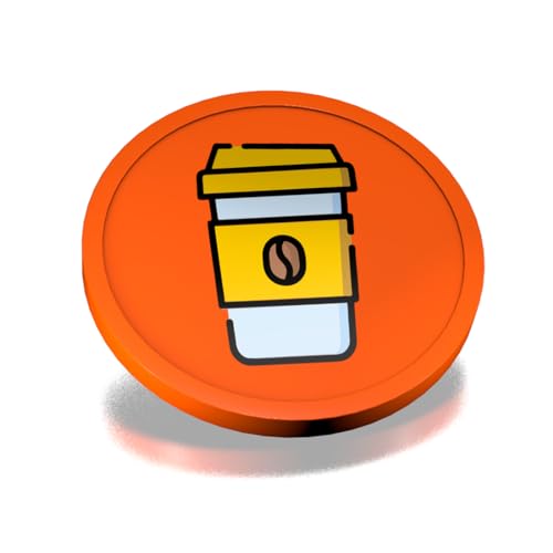CombiCraft Kunststoff Wertmarken mit Kaffeebecher-Aufdruck in Orange- 29 mm Durchmesser - Ideal als Zahlungsmittel für Veranstaltungen - 100 Stück pro Packung von CombiCraft