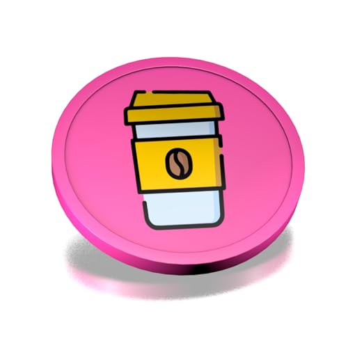 CombiCraft Kunststoff Wertmarken mit Kaffeebecher-Aufdruck in Pink- 29 mm Durchmesser - Ideal als Zahlungsmittel für Veranstaltungen - 100 Stück pro Packung von CombiCraft