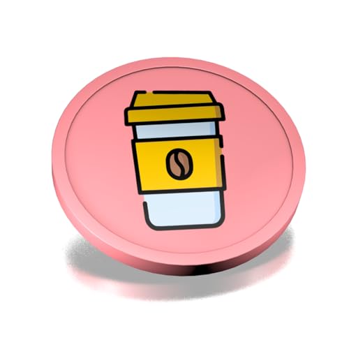 CombiCraft Kunststoff Wertmarken mit Kaffeebecher-Aufdruck in Rosa- 29 mm Durchmesser - Ideal als Zahlungsmittel für Veranstaltungen - 100 Stück pro Packung von CombiCraft