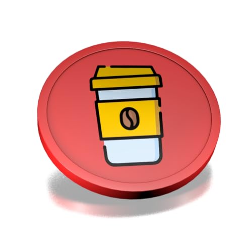 CombiCraft Kunststoff Wertmarken mit Kaffeebecher-Aufdruck in Rot- 29 mm Durchmesser - Ideal als Zahlungsmittel für Veranstaltungen - 100 Stück pro Packung von CombiCraft