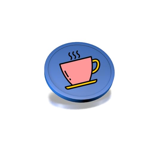 CombiCraft Kunststoff Wertmarken mit Kaffeetassen-Aufdruck in Blau- 29 mm Durchmesser - Ideal als Zahlungsmittel für Veranstaltungen - 100 Stück pro Packung von CombiCraft