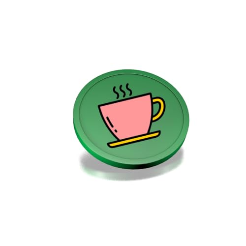 CombiCraft Kunststoff Wertmarken mit Kaffeetassen-Aufdruck in Dunkelgrün- 29 mm Durchmesser - Ideal als Zahlungsmittel für Veranstaltungen - 100 Stück pro Packung von CombiCraft