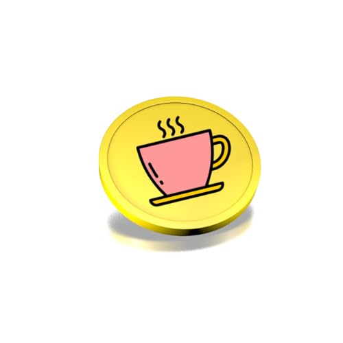 CombiCraft Kunststoff Wertmarken mit Kaffeetassen-Aufdruck in Gelb- 29 mm Durchmesser - Ideal als Zahlungsmittel für Veranstaltungen - 100 Stück pro Packung von CombiCraft