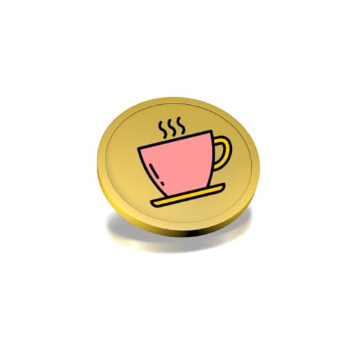 CombiCraft Kunststoff Wertmarken mit Kaffeetassen-Aufdruck in Gold- 29 mm Durchmesser - Ideal als Zahlungsmittel für Veranstaltungen - 100 Stück pro Packung von CombiCraft