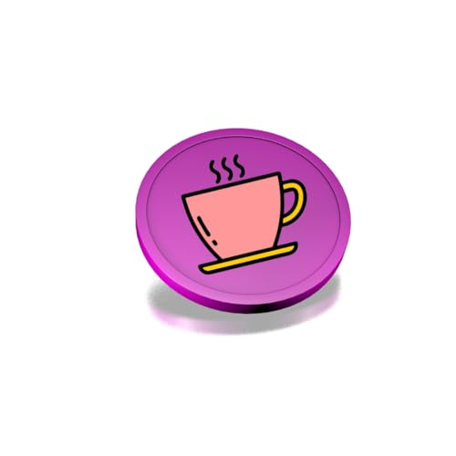 CombiCraft Kunststoff Wertmarken mit Kaffeetassen-Aufdruck in Lila- 29 mm Durchmesser - Ideal als Zahlungsmittel für Veranstaltungen - 100 Stück pro Packung von CombiCraft