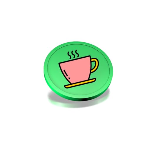 CombiCraft Kunststoff Wertmarken mit Kaffeetassen-Aufdruck in Neongrün- 29 mm Durchmesser - Ideal als Zahlungsmittel für Veranstaltungen - 100 Stück pro Packung von CombiCraft