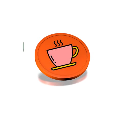 CombiCraft Kunststoff Wertmarken mit Kaffeetassen-Aufdruck in Orange- 29 mm Durchmesser - Ideal als Zahlungsmittel für Veranstaltungen - 100 Stück pro Packung von CombiCraft