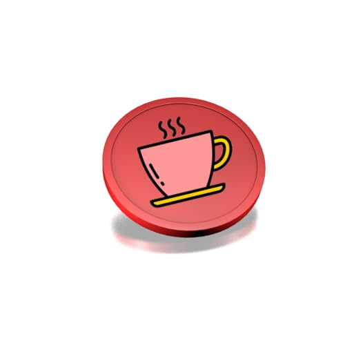 CombiCraft Kunststoff Wertmarken mit Kaffeetassen-Aufdruck in Rot- 29 mm Durchmesser - Ideal als Zahlungsmittel für Veranstaltungen - 100 Stück pro Packung von CombiCraft