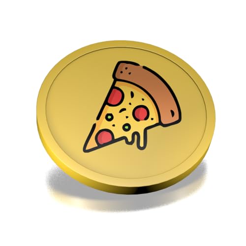 CombiCraft Kunststoff Wertmarken mit Pizzastück-Aufdruck in Gold- 29 mm Durchmesser - Ideal als Zahlungsmittel für Veranstaltungen - 100 Stück pro Packung von CombiCraft