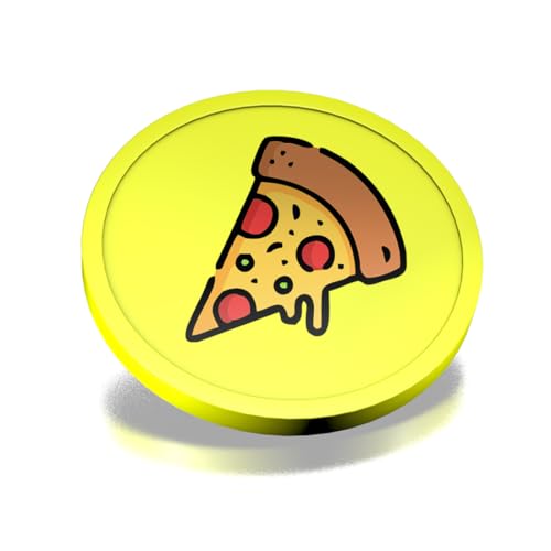 CombiCraft Kunststoff Wertmarken mit Pizzastück-Aufdruck in Neongelb- 29 mm Durchmesser - Ideal als Zahlungsmittel für Veranstaltungen - 100 Stück pro Packung von CombiCraft