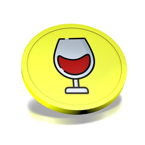 CombiCraft Kunststoff Wertmarken mit Weinglas-Aufdruck in Neongelb- 29 mm Durchmesser - Ideal als Zahlungsmittel für Veranstaltungen - 100 Stück pro Packung von CombiCraft