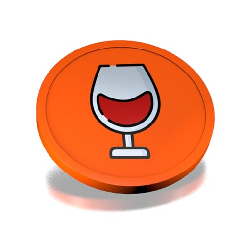 CombiCraft Kunststoff Wertmarken mit Weinglas-Aufdruck in Orange- 29 mm Durchmesser - Ideal als Zahlungsmittel für Veranstaltungen - 100 Stück pro Packung von CombiCraft