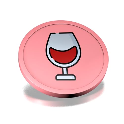 CombiCraft Kunststoff Wertmarken mit Weinglas-Aufdruck in Rosa- 29 mm Durchmesser - Ideal als Zahlungsmittel für Veranstaltungen - 100 Stück pro Packung von CombiCraft