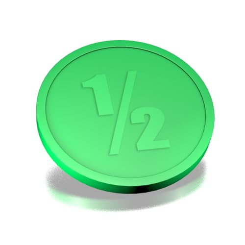 CombiCraft kleine Plastikkonsummünzen mit Aufdruck 1/2 in hellgrün, Durchmesser 25 mm, 100er Pack Festivalmünzen, praktisches Zahlungsmittel für halben Verbrauch von CombiCraft