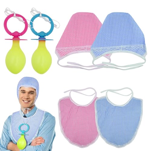 2 Set erwachsene Babykostüm, süßer lustiger Schnuller mit Schürze, Halloween Cosplay -Kostüm für Partyspaß, erwachsene Babykleidung von Comebachome