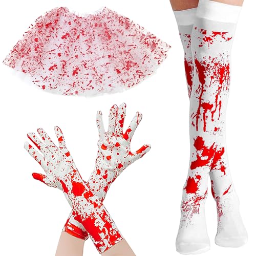 3pcs Halloween -Kostüme, Blutspritzer Halloween -Kostüme für Erwachsene Frauen sind Handschuhe, Socken, Rock für Party -Cosplay, Requisiten, für Frauen für Erwachsene 3pcs Halloween -Kostüme, Blutspritzer Halloween -Kostüme für Erwachsene Frauen sind Handschuhe, Socken, Rock für Party -Cosplay, Requisiten, für Frauen für Erwachsene von Comebachome