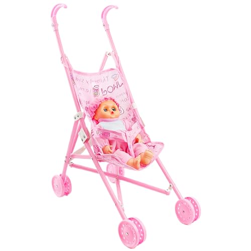 Babypuppenwagen Set, faltbare tragbare Puppenwagen mit Puppe, niedliche Möglichkeit, Babypuppe mit großen Augen und tragbaren Kleidung, Puppenwagen für Kleinkinder Mädchen, Babypuppenwagen, Babypuppe Babypuppenwagen Set, faltbare tragbare Puppenwagen mit Puppe, niedliche Möglichkeit, Babypuppe mit großen Augen und tragbaren Kleidung, Puppenwagen für Kleinkinder Mädchen, Babypuppenwagen, Babypuppe von Comebachome