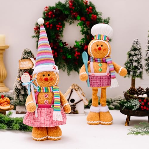 Comebachome 2pcs Lebkuchen Plüsch Boy Girl Gingerbread Dekor mit abziehbaren Beinen süße Weihnachtsschmuck für Türfenstertisch Urlaub, Dekorationen Comebachome 2pcs Lebkuchen Plüsch Boy Girl Gingerbread Dekor mit abziehbaren Beinen süße Weihnachtsschmuck für Türfenstertisch Urlaub, Dekorationen von Comebachome