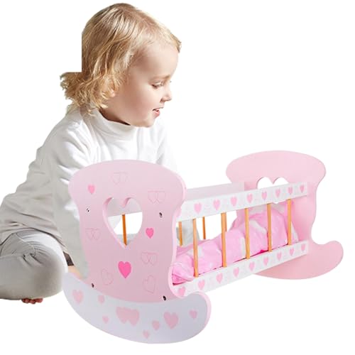Comebachome Babypuppenkrippe, 50 x 35 x 29 cm Holzbabypuppenbett mit Decke und Kissen, niedliches rockiges Krippenspielzeug für Kinder im Alter von 3+ Geschenken Comebachome Babypuppenkrippe, 50 x 35 x 29 cm Holzbabypuppenbett mit Decke und Kissen, niedliches rockiges Krippenspielzeug für Kinder im Alter von 3+ Geschenken von Comebachome