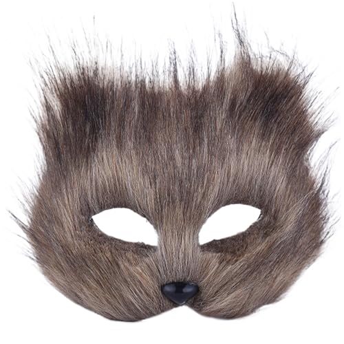 Comebachome Fox Maske, pelzige Therian Fuchsmaske, Fellfell-Therian-Maske mit halbem Gesicht, Wolfsmasken für Maskerade Party Ostern (Grau) von Comebachome