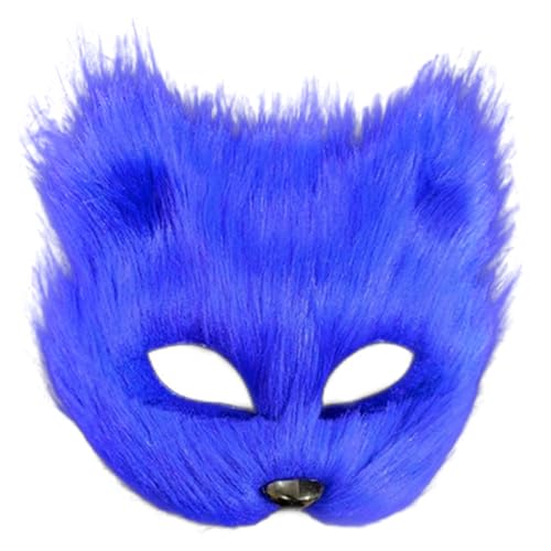 Comebachome Fox-Maske, pelzige Therian Fuchsmaske, Fellfell-Therian-Maske mit halbem Gesicht, Wolfsmasken für Maskerade Party Ostern (blau) von Comebachome