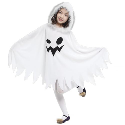 Comebachome Geisterkostüm für Mädchen, Kapuzengeister-Cape-Kostüm für Halloween-Cosplay (M, 110-120 cm) von Comebachome