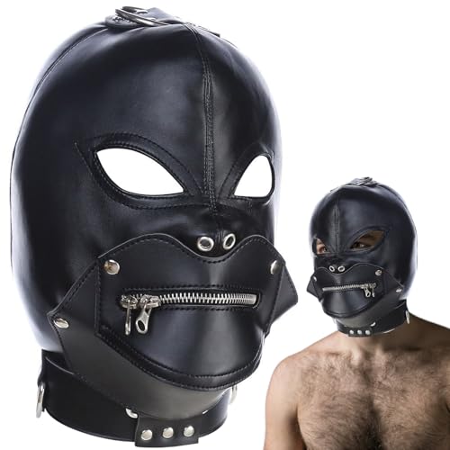 Comebachome Gimp Mask Wicked Demon PU Ledermaske mit Plüschfutter verstellbarer Rückenkrawatte, abnehmbar Comebachome Gimp Mask Wicked Demon PU Ledermaske mit Plüschfutter verstellbarer Rückenkrawatte, abnehmbar von Comebachome