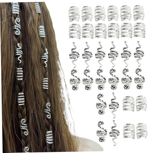 Comebachome Haarmanschetten, 40pcs Legierungsschlangenformehalte für Zöpfe, Metallhaarclips für Dreadlocks Perlen Ringe von Comebachome