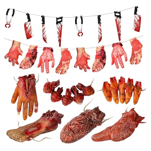 Comebachome Halloween Körperteile 8pcs/Set Vinyl Scary Realistic Bloody Fake Body Teile hängen Halloween -Requisiten für Haunted House Party Film, Fake, Props, Requisiten Comebachome Halloween Körperteile 8pcs/Set Vinyl Scary Realistic Bloody Fake Body Teile hängen Halloween -Requisiten für Haunted House Party Film, Fake, Props, Requisiten von Comebachome