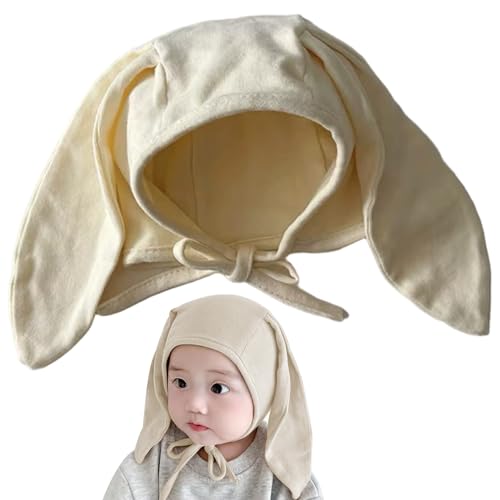 Comebachome Hasenhut für Baby, süße weiche Baumwollhasen-Ohrenhut, langohrige kleine Kaninchen-Plazenta-Kappe mit Krawatte für Babys (weiß) von Comebachome