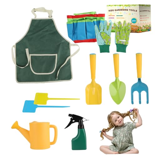 Comebachome Kids Gardening Set, 20 Prozent/Set Kids Gardening -Werkzeuge mit Schaufel Rake Apron Handschuhen Wasser, Kleinkind Gartenset für Kinder von Comebachome