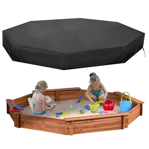 Comebachome Sandkastenabdeckung, wasserdichte Oktagon Sandboxen Abdeckung mit Drahtseil, staubdichtes Sandkastenabdeckung für Garten im Freien (84x78x9inch) von Comebachome