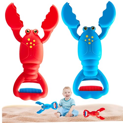 Comebachome Sandspielzeug für Kinder im Alter von 4 bis 8 Jahren, 2pcs 7,1 Zoll Plastik Sandgräber, Strandklauenfängerspielzeug, Kinder Sandspielzeug für Sommer (Rot+Blau) von Comebachome