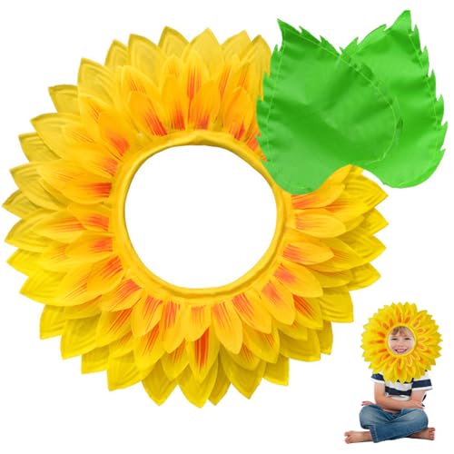 Comebachome Sonnenblumenkopfwerbe, 18 -Zoll -Sonnenblumenkopfstück mit Blatthandschuhen für Halloween -Kostümzubehör von Comebachome