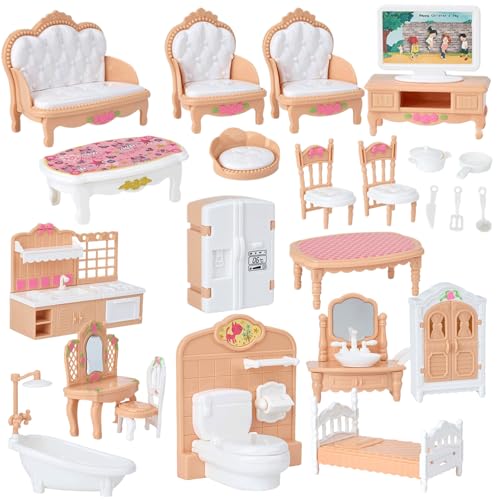 Dollhouse Möbel 4 Sätze realistische Puppenhausmöbel Set Miniaturpuppenhauszubehör für Kinder Schlafzimmer Badezimmer DIY tun Spiel, Puppenhaus, Set Dollhouse Möbel 4 Sätze realistische Puppenhausmöbel Set Miniaturpuppenhauszubehör für Kinder Schlafzimmer Badezimmer DIY tun Spiel, Puppenhaus, Set von Comebachome