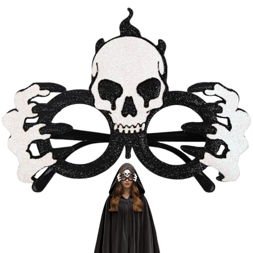 Halloween -Brillen, Glitzerschädel und Handskelettbrille Frames mit flexibles Bein, Halloween -Party -Gefälligkeiten für Cosplay- und Foto -Requisiten, weiße, Party -Gefälligkeiten Halloween -Brillen, Glitzerschädel und Handskelettbrille Frames mit flexibles Bein, Halloween -Party -Gefälligkeiten für Cosplay- und Foto -Requisiten, weiße, Party -Gefälligkeiten von Comebachome