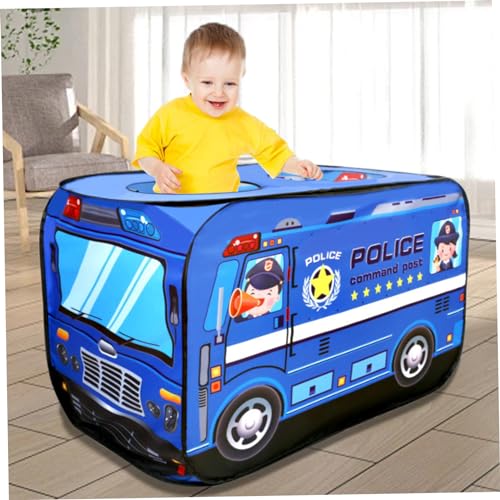 Kinder Pop-up Zelt Innenräume, 44x26x30in Polizeiauto Pop-up-Zelt für Kinder, Faltbare Oxford-Stoffkinderspielhaus, Spielzelte für Kleinkinder 1-3 (blau) von Comebachome